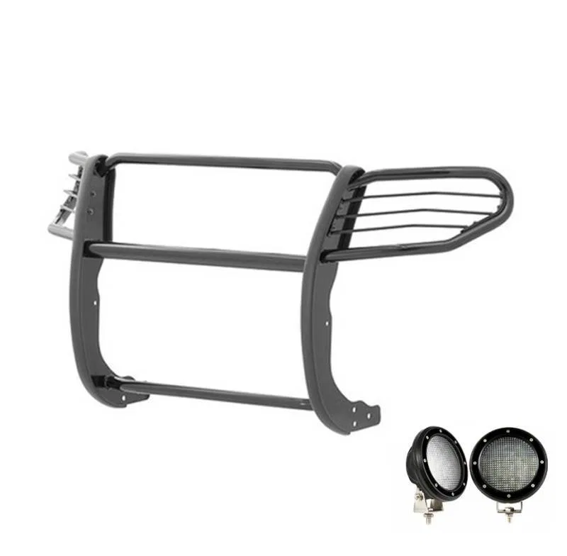 17FJ30MA-PLFB – BLACK HORSE Grille Guard, 3-Piece Modular Powder Coated Black Steel Modular 1-1/2 Inch Diameter With ...